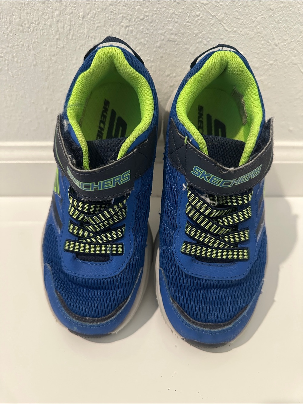Skechers Kids Royal Blue Sneakers with Lime Accents